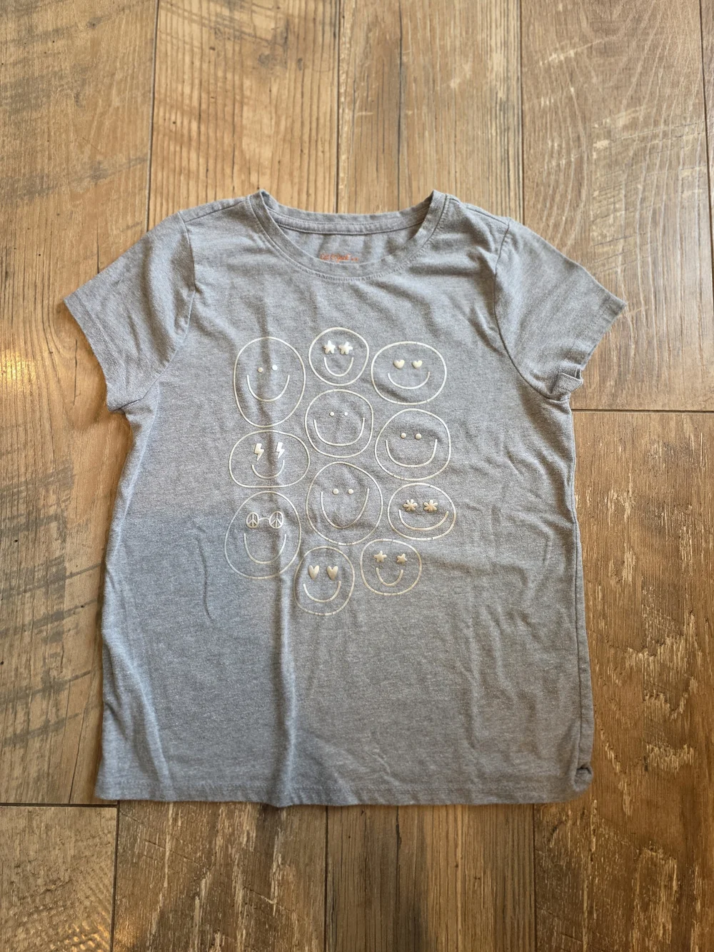 Girls' Gray Short Sleeve Smiley Tee